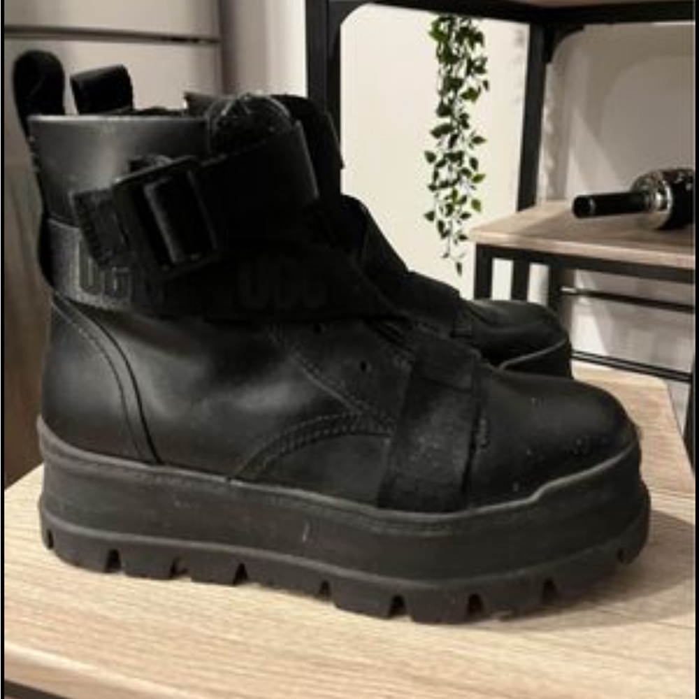 Black leather ugg boots